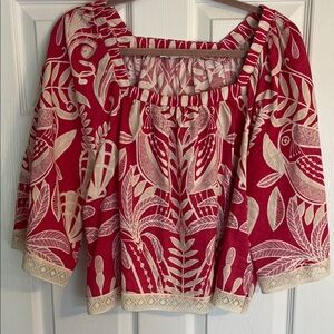 Rachel Zoe Pink and Cream Patterned Blouse